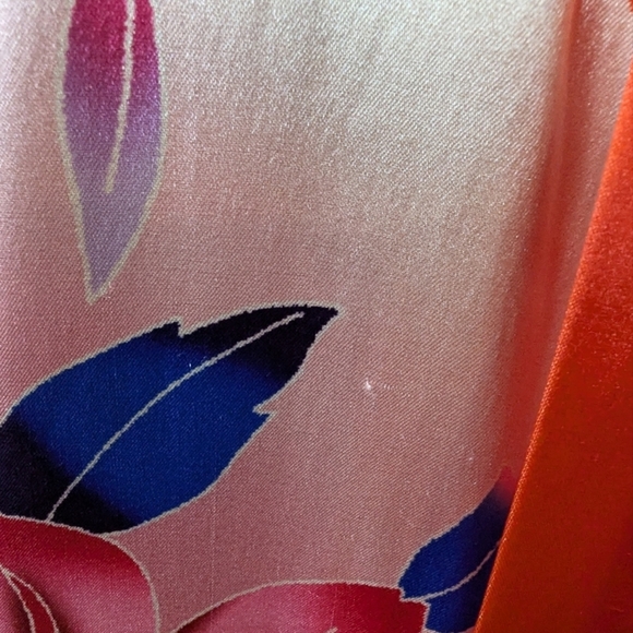 Vintage Floral Kimono in orange teal blue and pink One size fits most - Picture 11 of 16